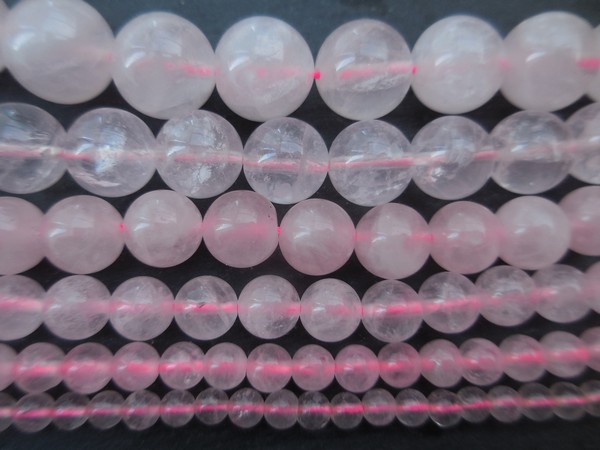 Quartz rose perles rondes de 4 à 18 mm